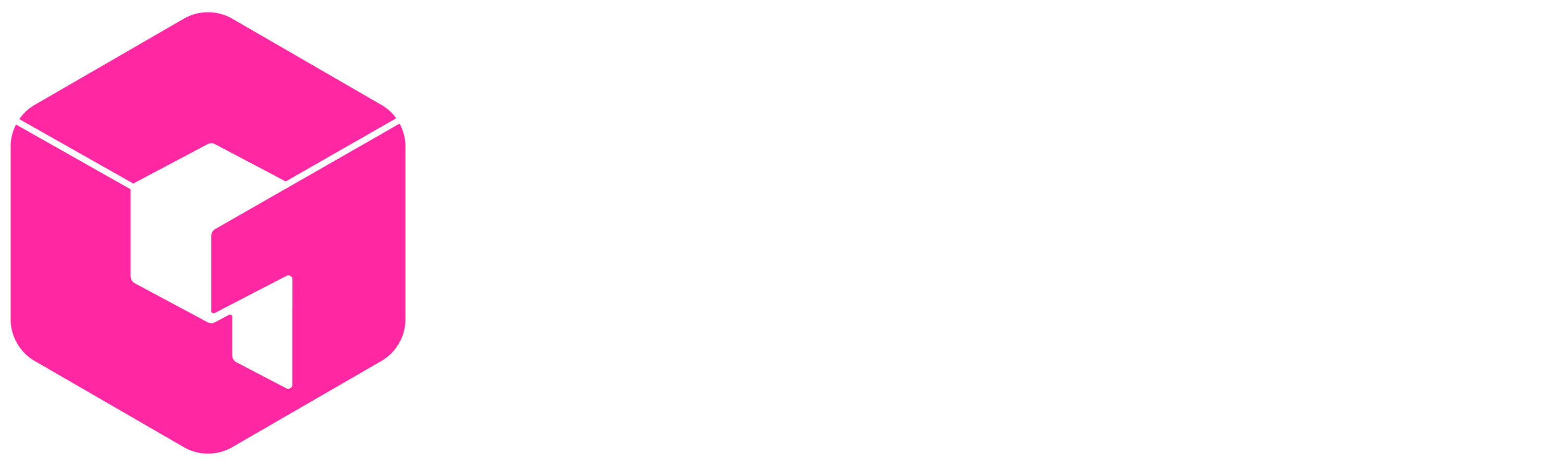 Quadigy pink mark with white wordmark