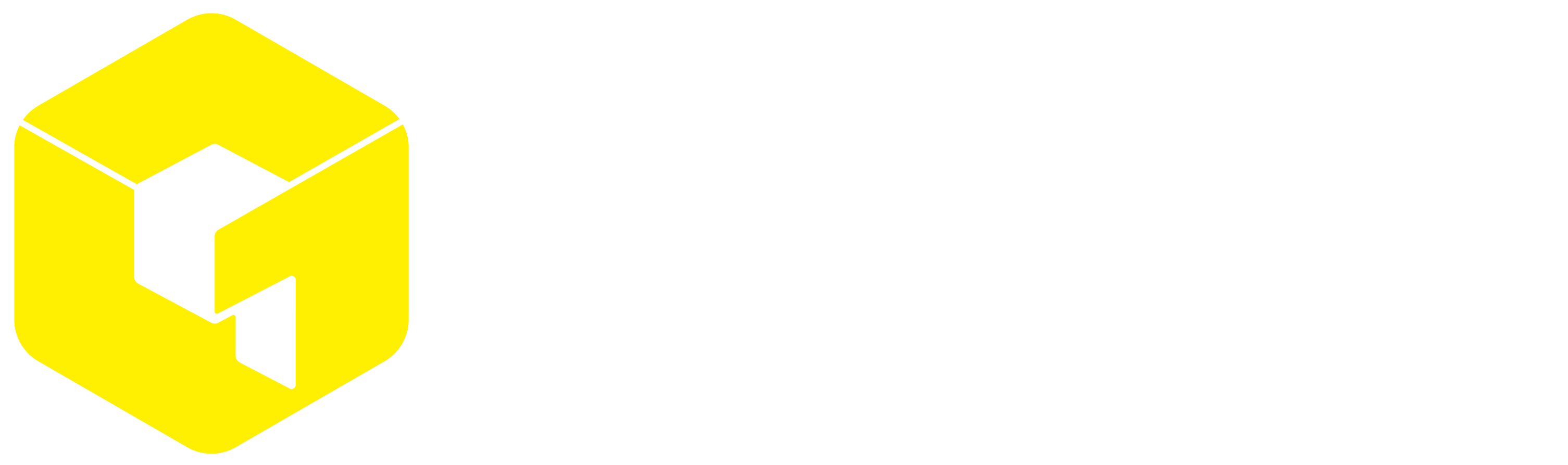 Quadigy yellow mark with white wordmark